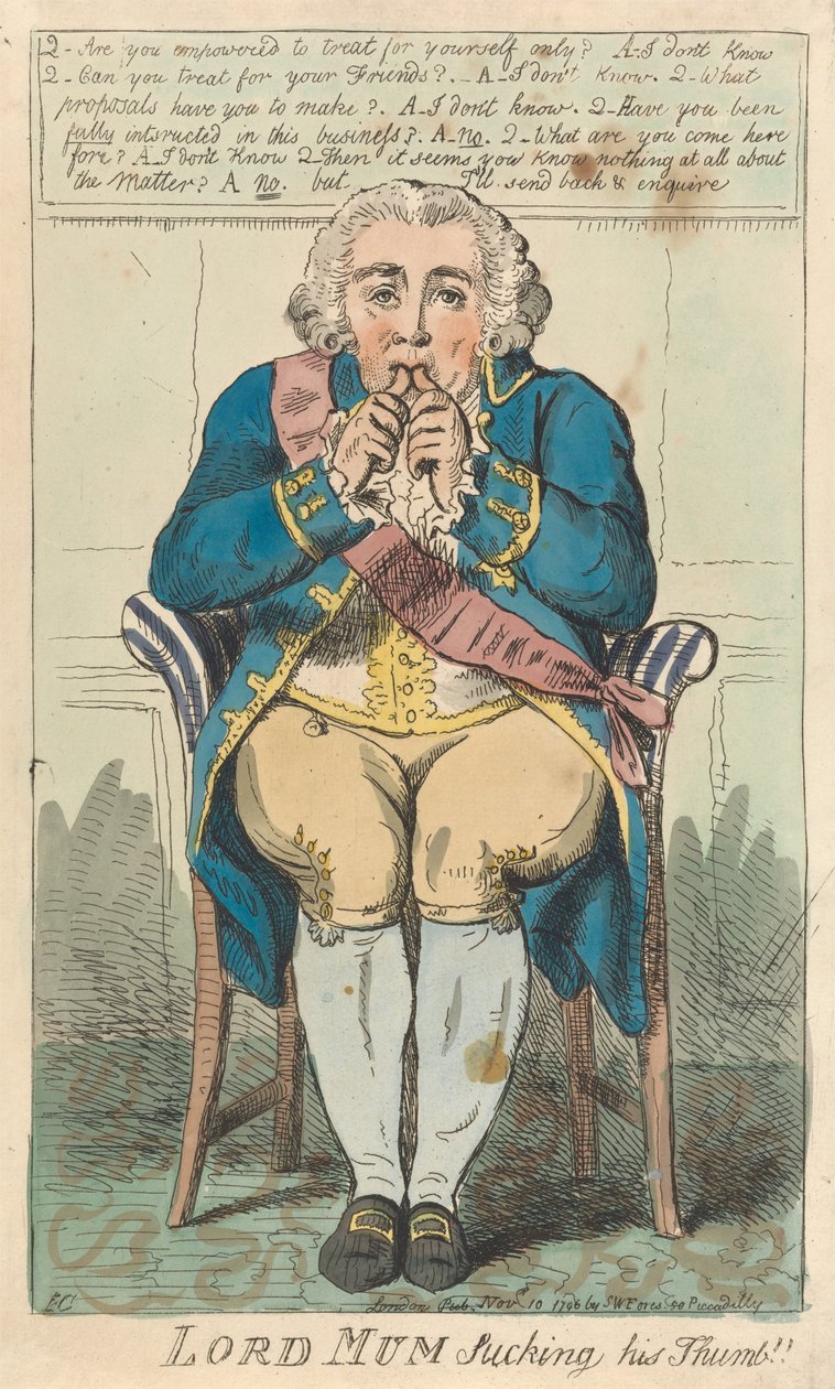 Lord Mum, der an seinem Daumen lutscht av Isaac Cruikshank