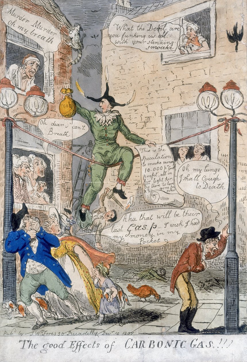 The Good Effects of Carbonic Gas!, 1807 (handfärgad gravyr) av Isaac Cruikshank