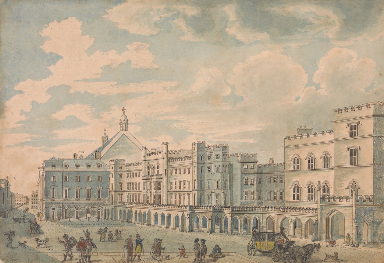 Utsikt över Houses of Lords and Commons från Old Palace Yard av Isaac Cruikshank