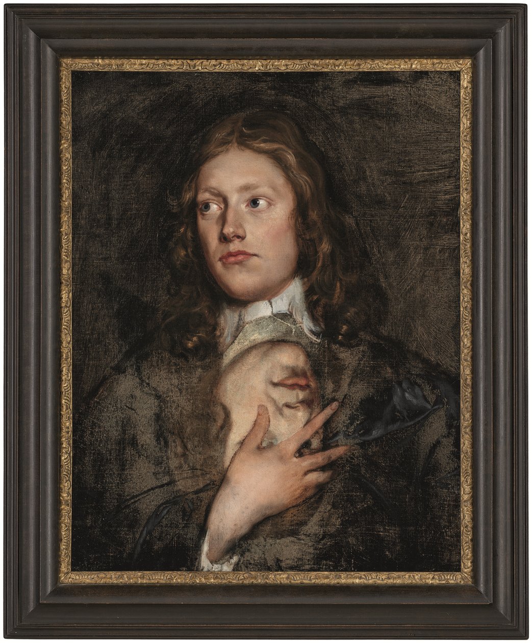 Porträtt av en gentleman, bystlängd, med ytterligare ett porträtt under (olja på duk) av Isaac Fuller