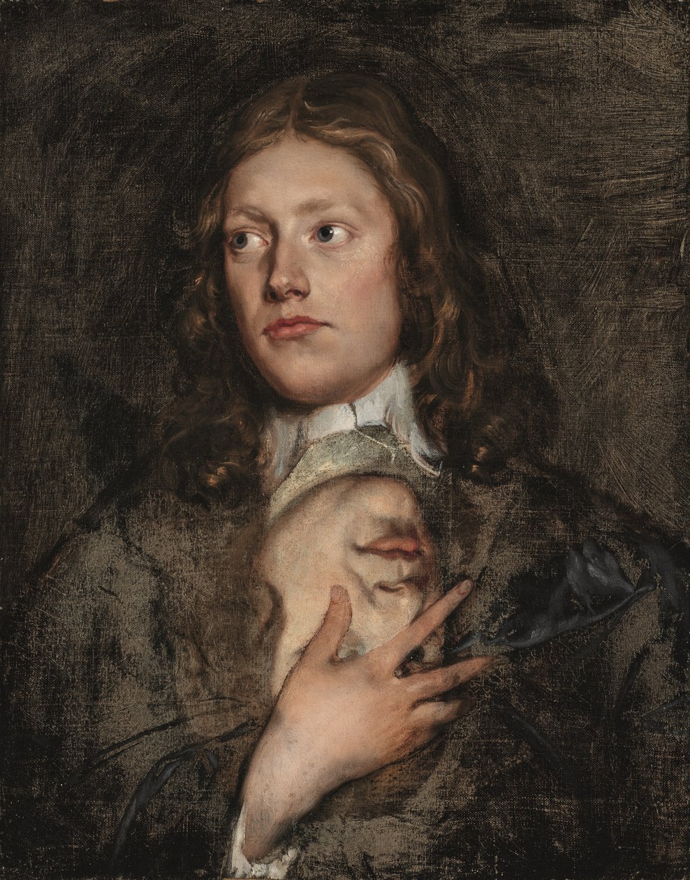 Porträtt av en gentleman, bystlängd, med ytterligare ett porträtt under (olja på duk) av Isaac Fuller