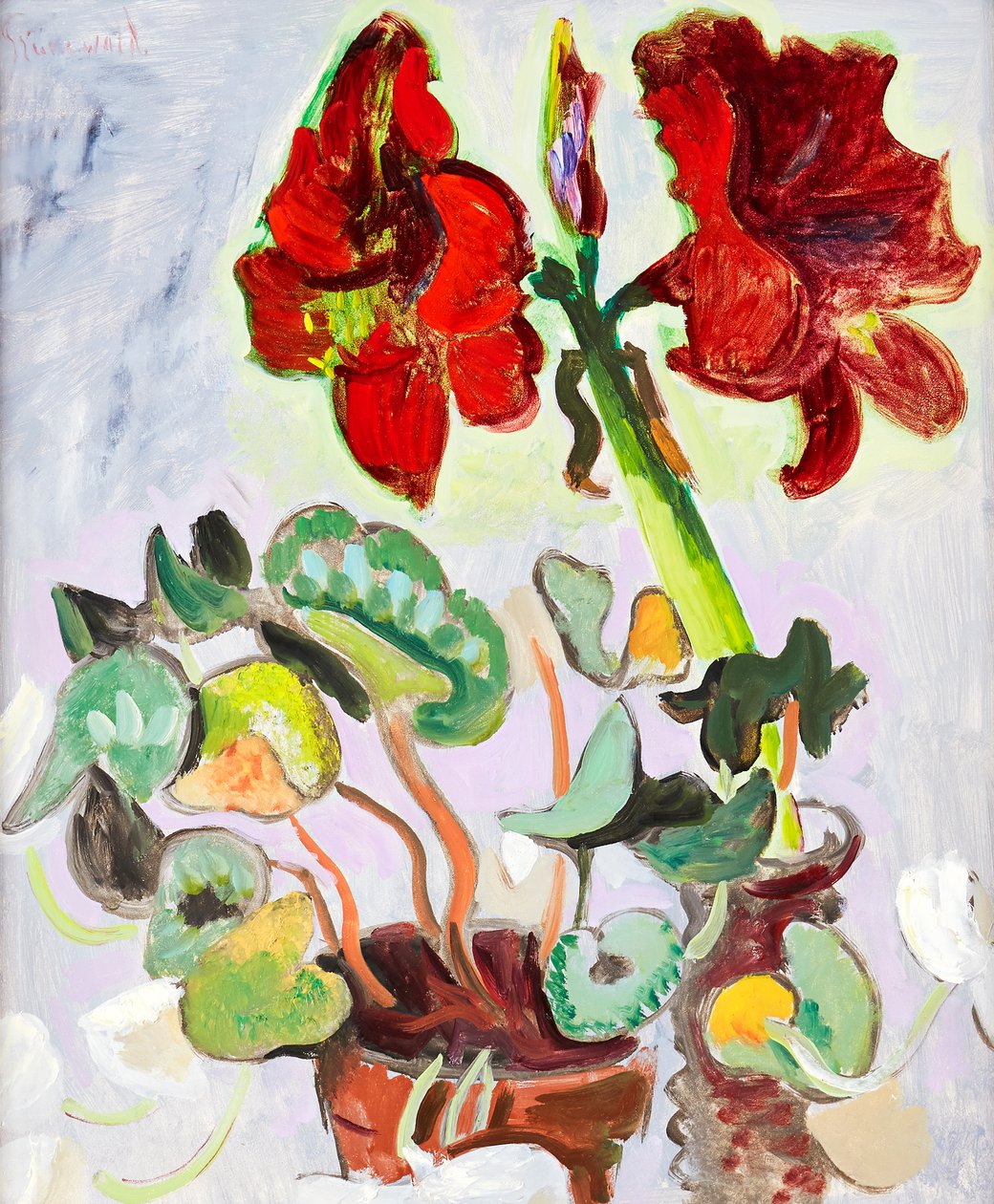 Blomsterstilleben med amaryllis av Isaac Grünewald