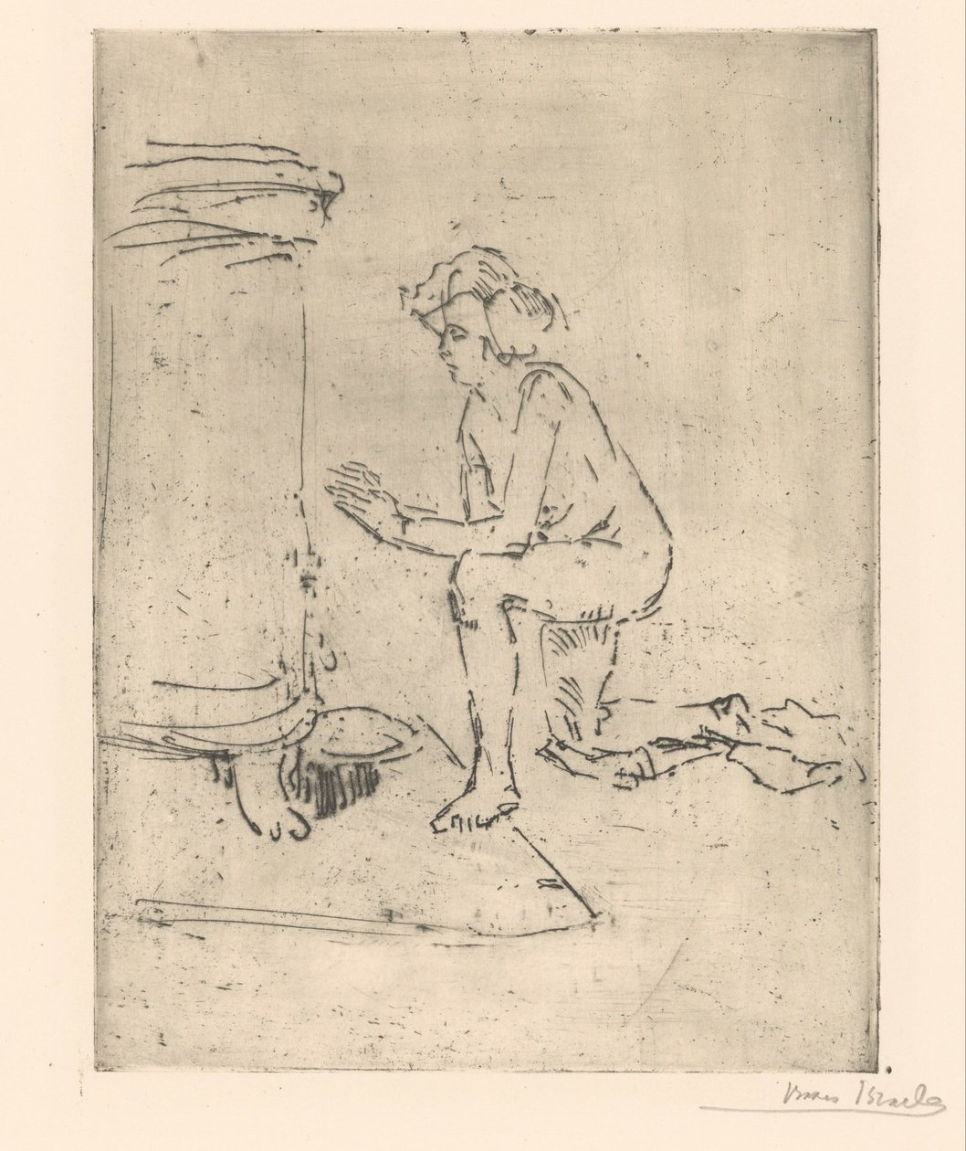 Knästående modell för spis av Isaac Israels (signed by artist)