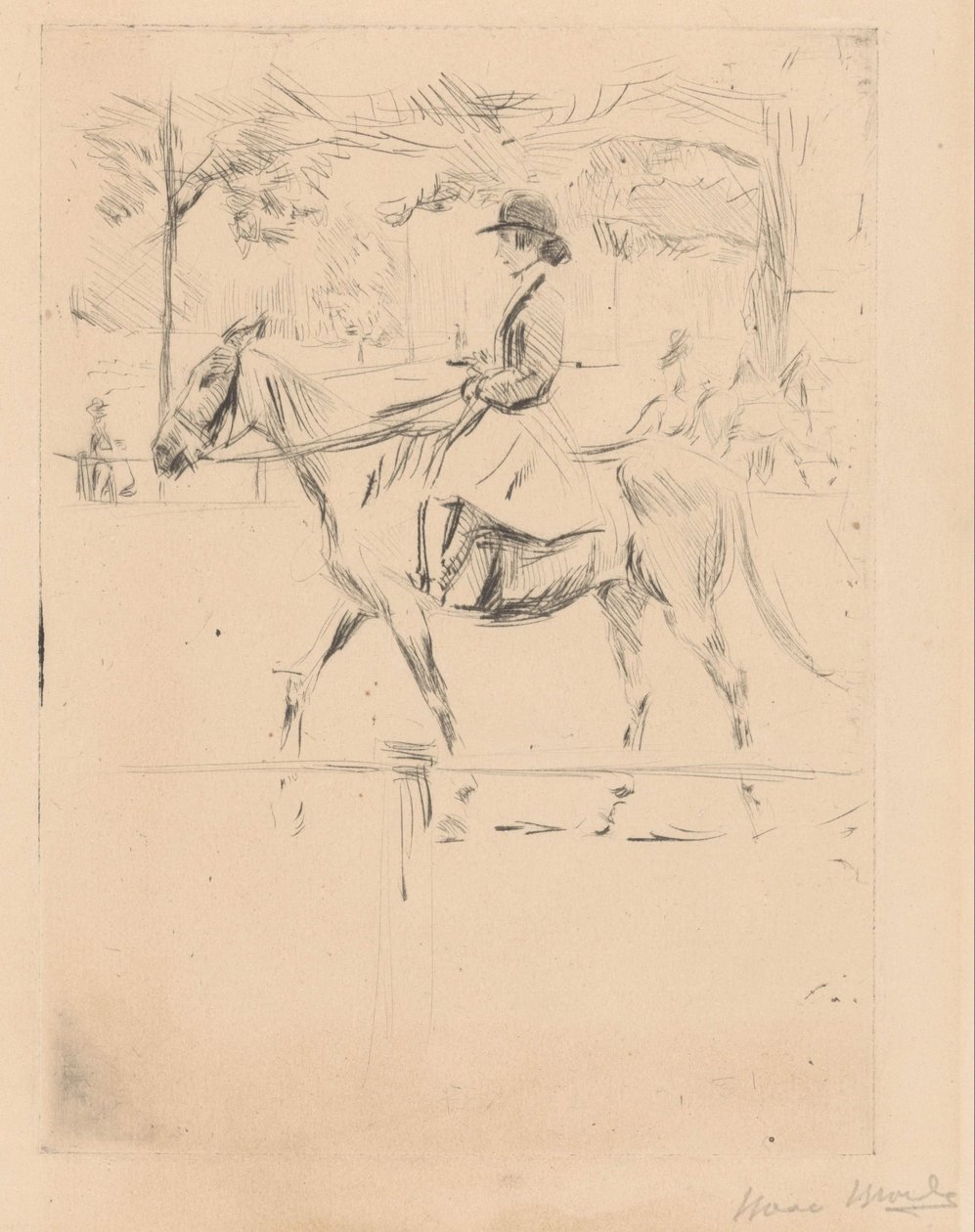 Kvinna till häst av Isaac Israels (signed by artist)