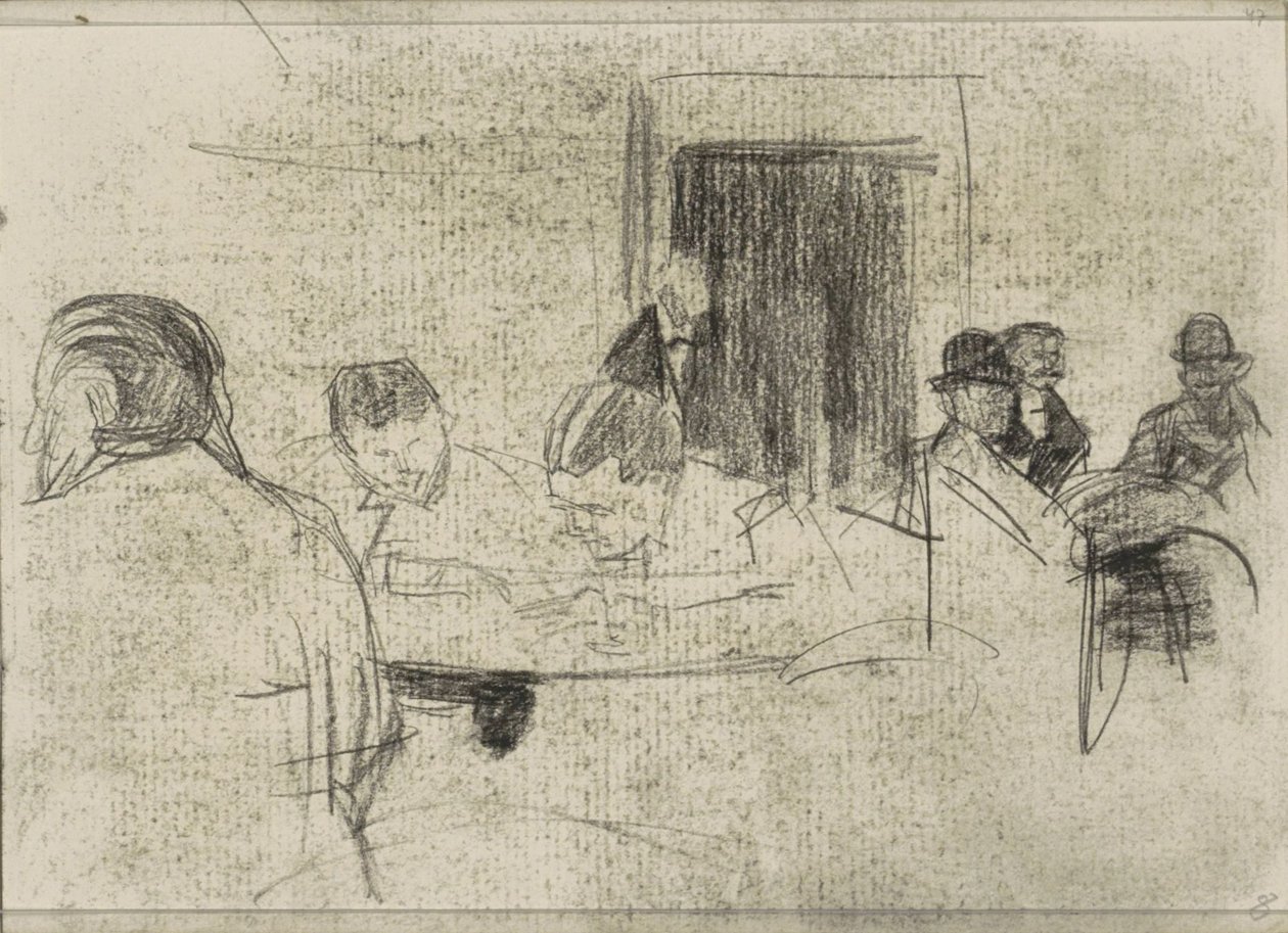 Män vid bord, eventuellt på ett kafé av Isaac Israels