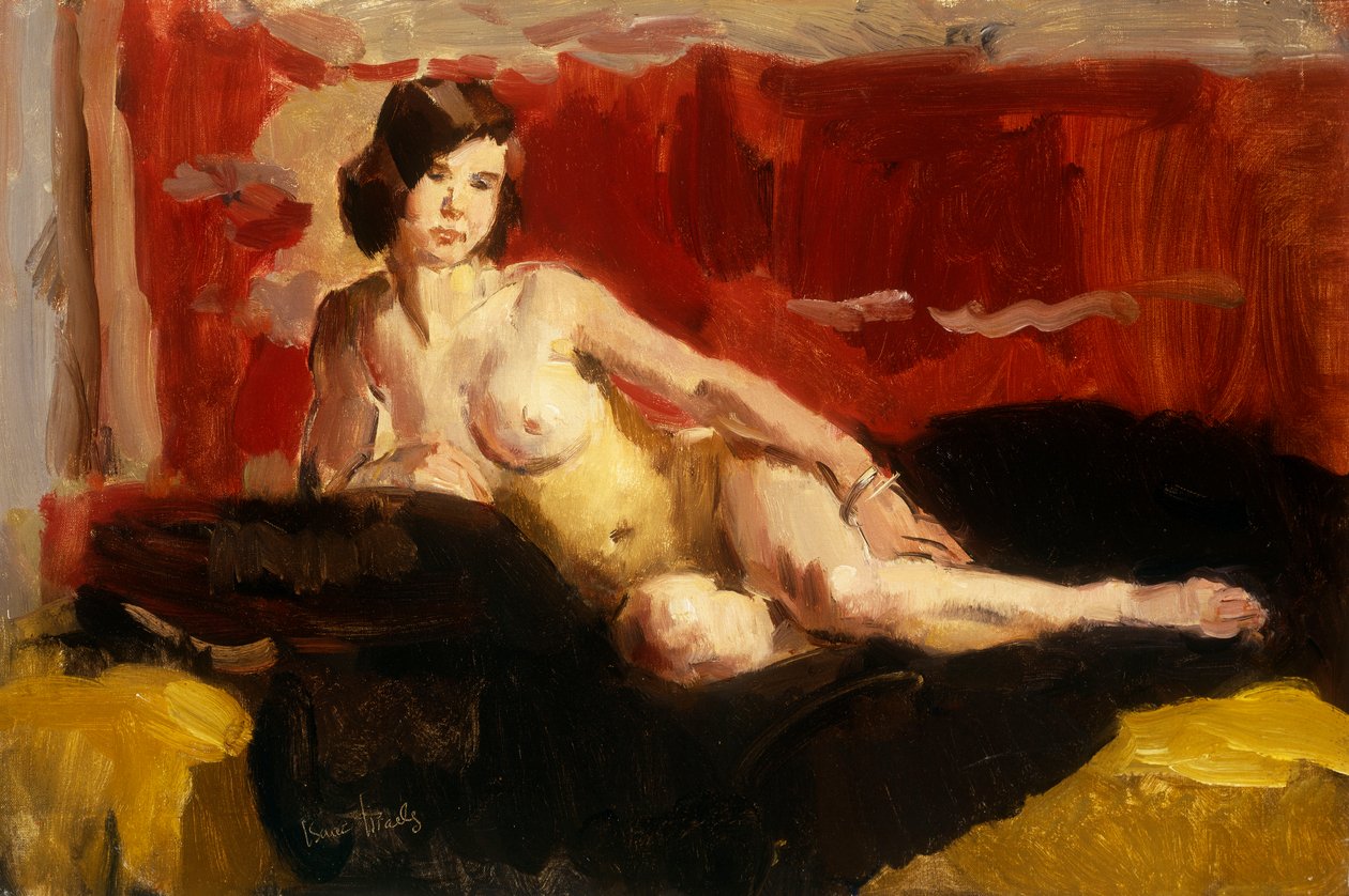 Liggande naken (olja på duk) av Isaac Israels