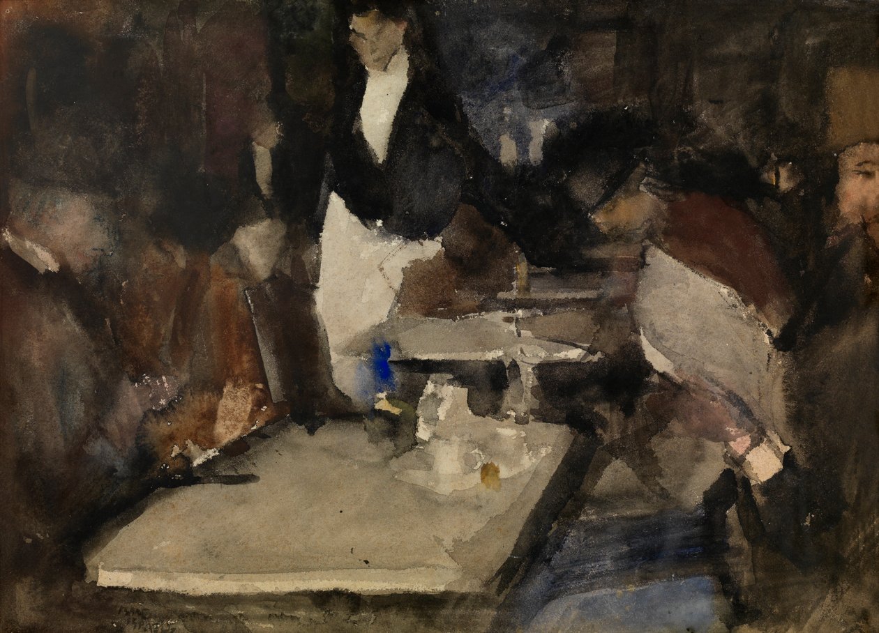 Restaurang "Mille Colonnes" (akvarell på papper) av Isaac Israels