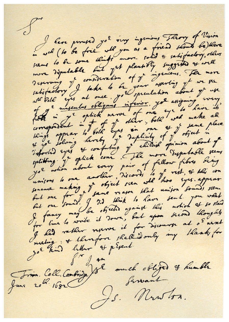 Brev från Sir Issac Newton till William Briggs, 20 juni 1682. av Isaac Newton