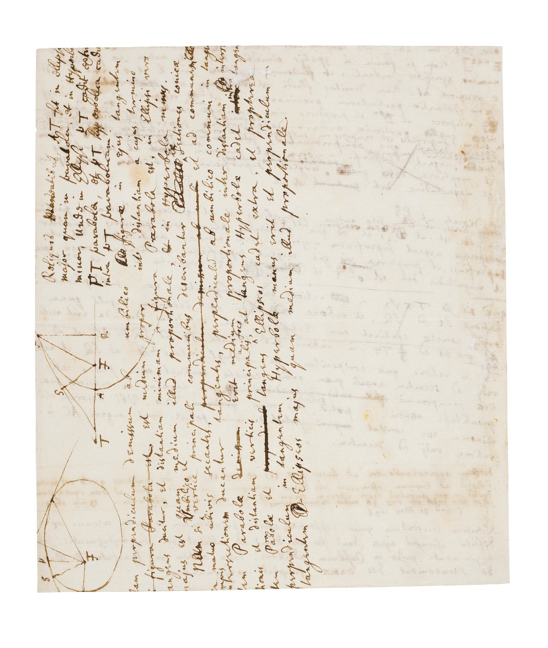 Två sidor med revisioner av Principia Mathematica av Isaac Newton