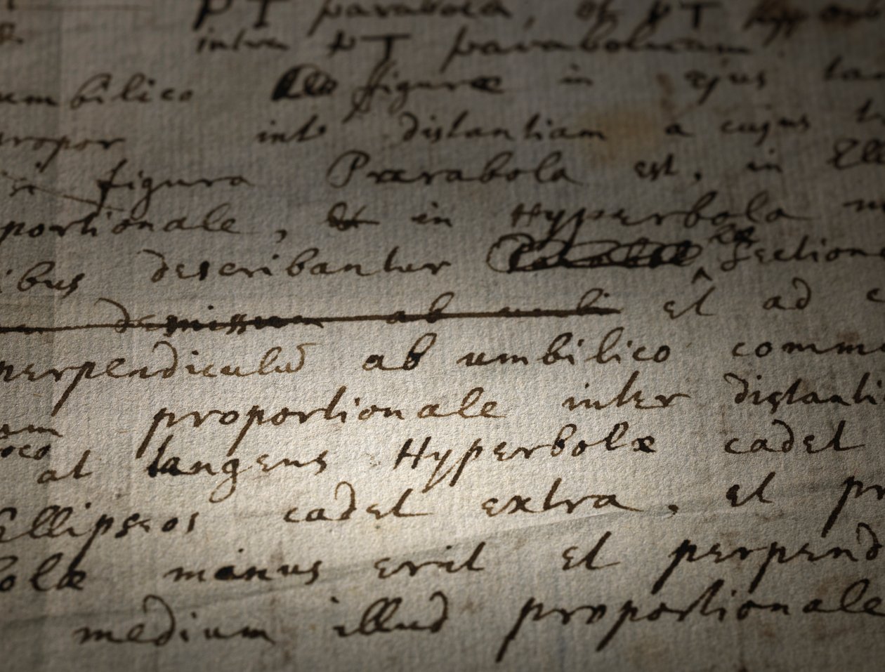 Två sidor med revisioner av Principia Mathematica av Isaac Newton