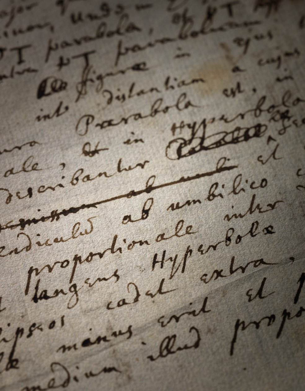 Två sidor med revisioner av Principia Mathematica av Isaac Newton