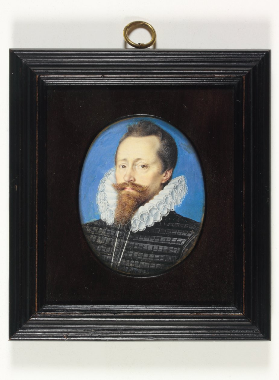 En gentleman, kanske Edward Cecil, Viscount Wimbledon (akvarell på veläng) av Isaac Oliver
