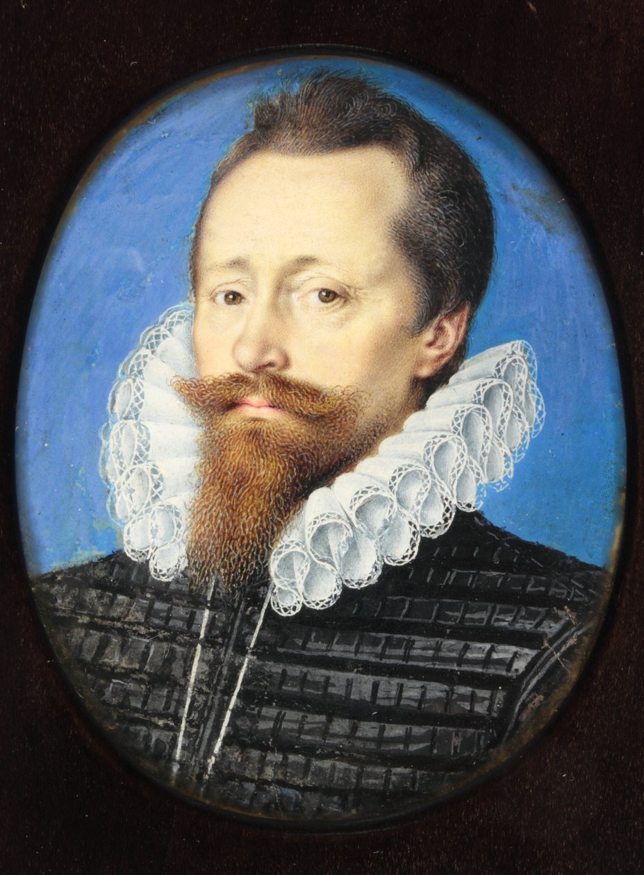 En gentleman, kanske Edward Cecil, Viscount Wimbledon (akvarell på veläng) av Isaac Oliver