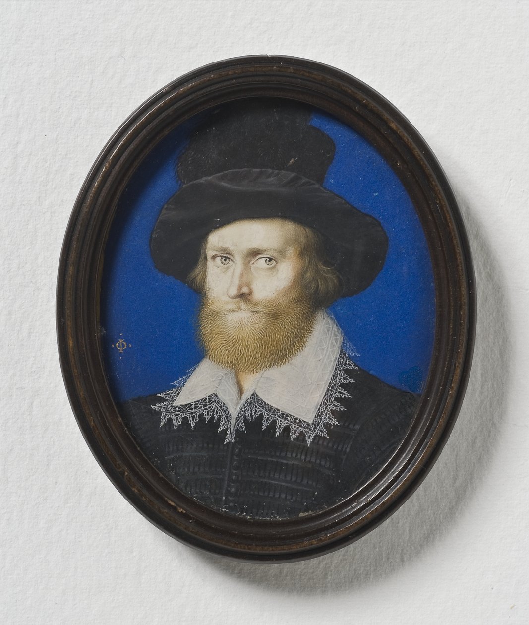 Amiral George Clifford, 3:e earl av Cumberland, ca 1600 (akvarell på pergament) av Isaac Oliver