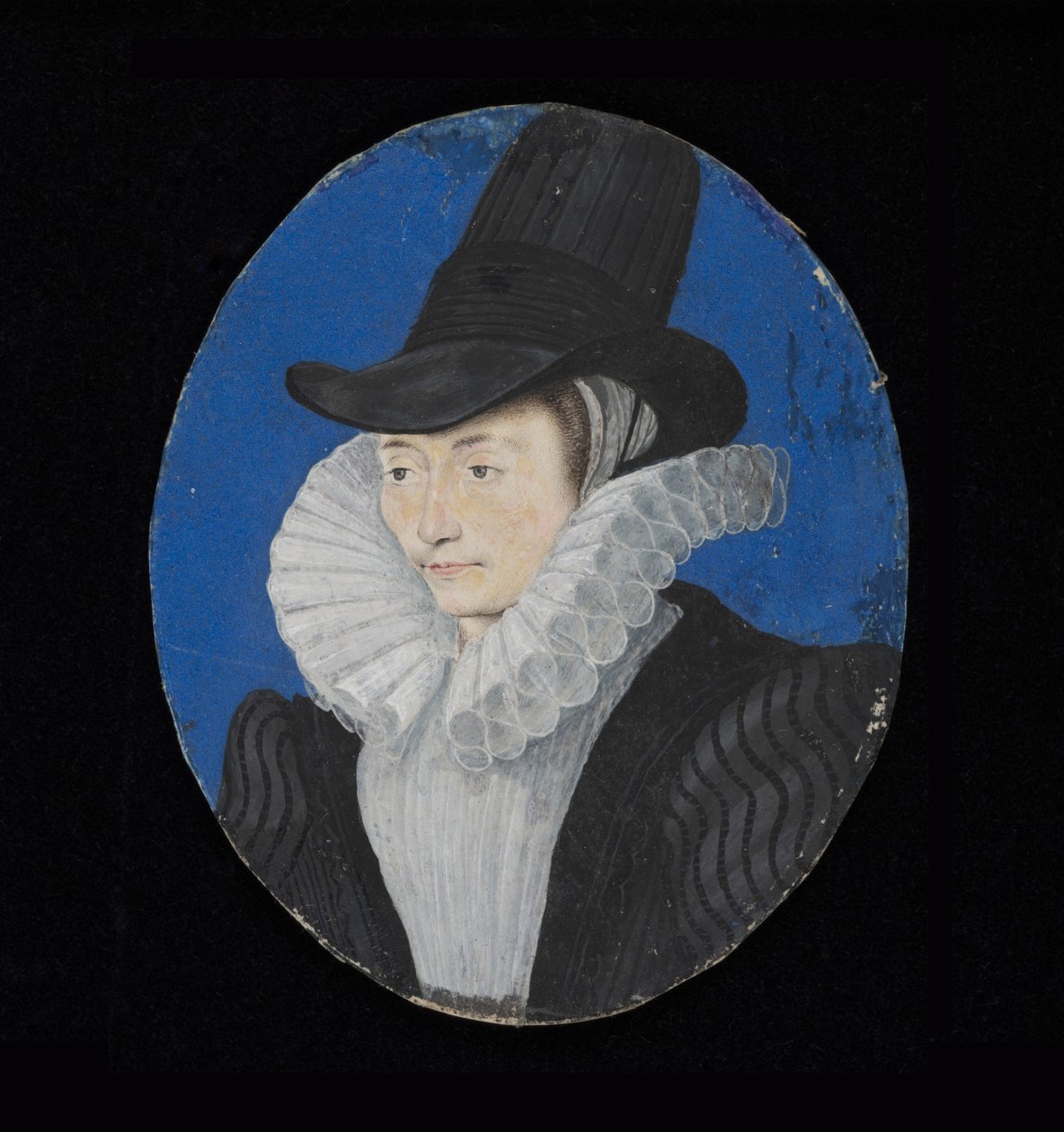 Porträttminiatyr av en okänd dam, ca 1590 (wc på veläng) av Isaac Oliver