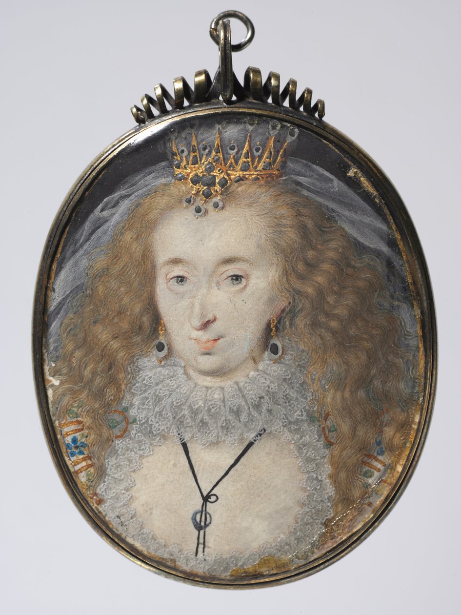 Porträtt av Lucy Russell, grevinna av Bedford, född Harrington, ca. 1608-1616. av Isaac Oliver
