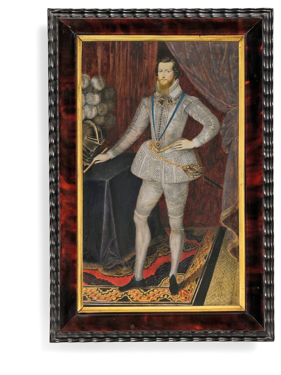 Robert Devereux, 2nd Earl of Essex (vellum med sköldpaddsram och guldfäste) av Isaac Oliver