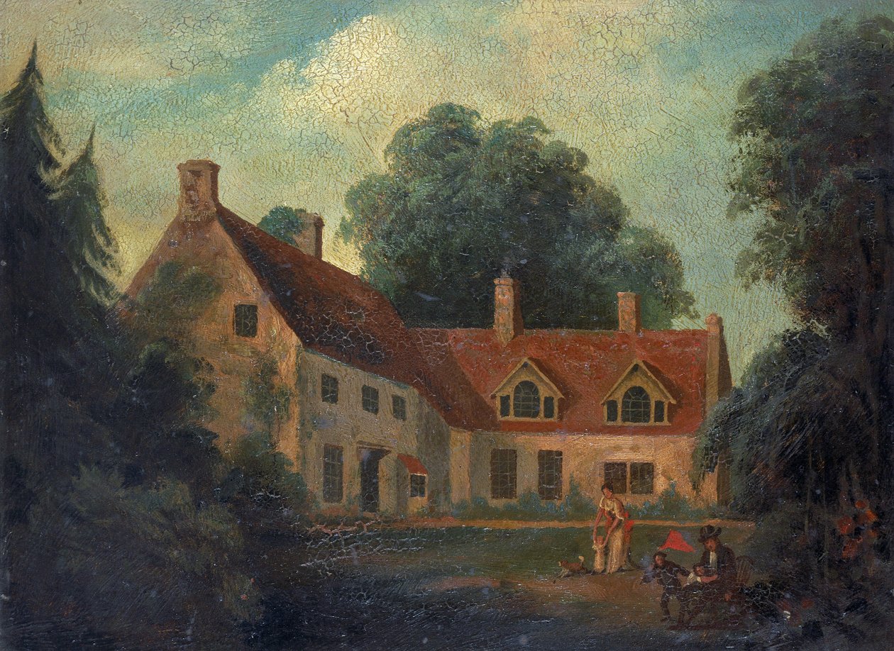Horatio Nelsons (1758-1805) födelseplats i Burnham Thorpe, England, där hans far, pastor Edmund Nelson (1722-1802), var kyrkoherde och där Horatio Nelson bodde med sin fru medan han var arbetslös kapten av Isaac Pocock