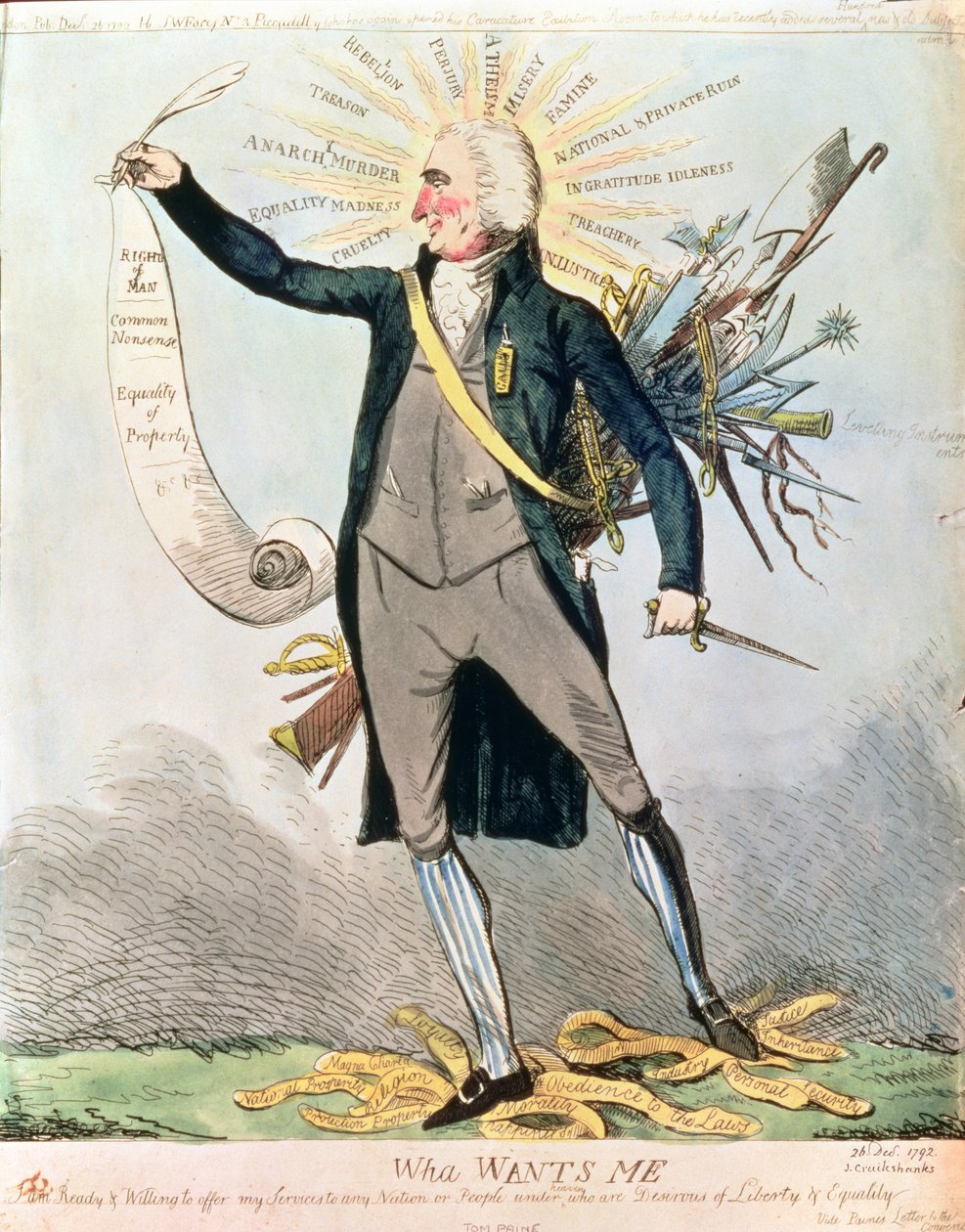"Wha Wants Me", karikatyr av Tom Paine och de mänskliga rättigheterna av Isaac Cruikshank (1756-1811/16) av Isaac Robert (after) Cruikshank