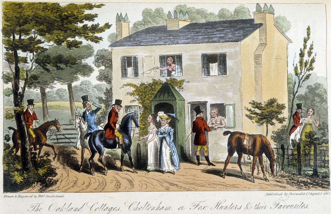 En bordell på den engelska landsbygden - i "" The english spion"" av Charles Molloy Westmacott, ill. av Robert Cruikshank, London av Isaac Robert Cruikshank