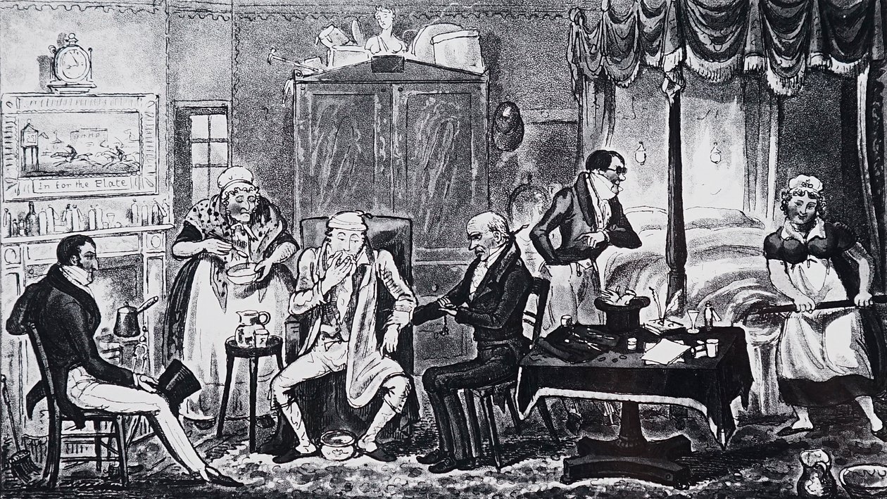 En man som lider av effekterna av överseende av Isaac Robert Cruikshank