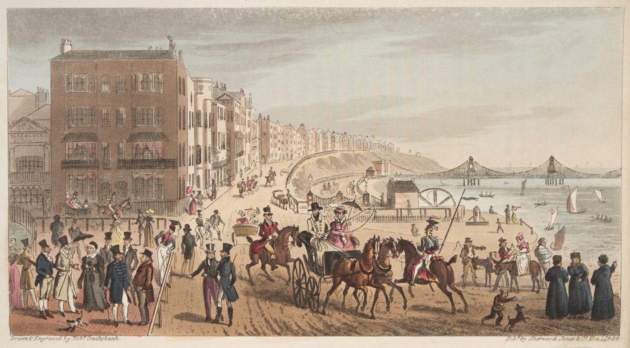 Characters on the Steyne, Brighton, från The English Spy publicerad 1824 av Isaac Robert Cruikshank