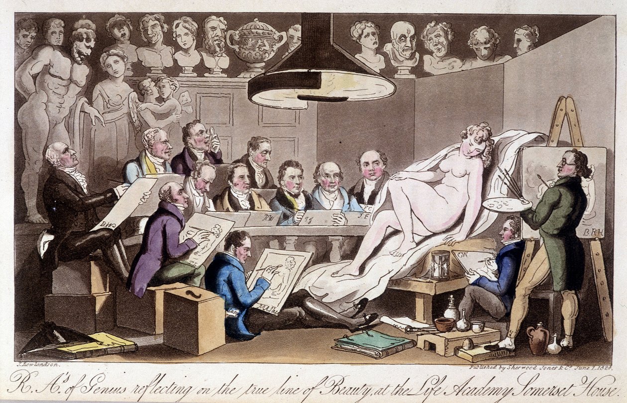 Ritkurs för vuxna. I ""The English Spy"" av Charles Molloy Westmacott. Teckning av Robert Guikshand av Isaac Robert Cruikshank