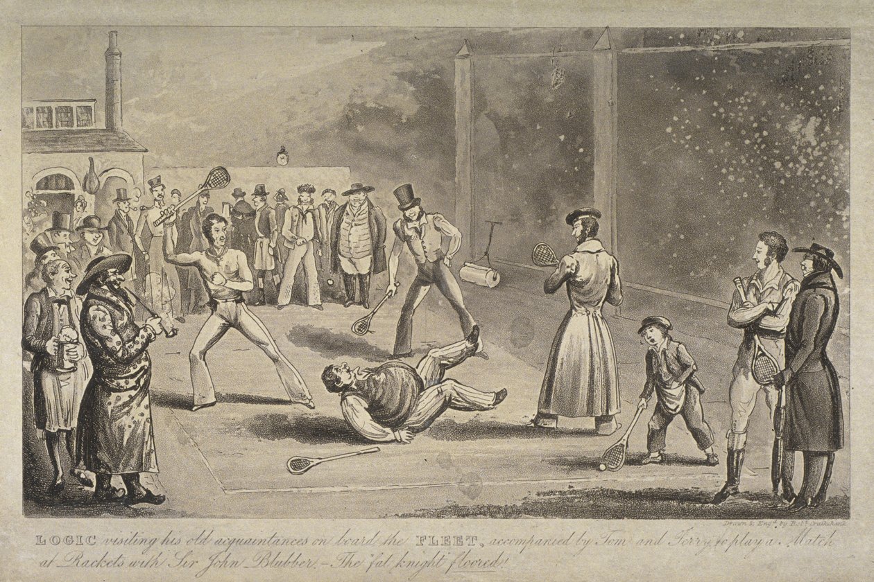 Illustration av en scen i Fleet Prison, från "Life in London" av Pierce Egan, ca 1820 (akvatint) av Isaac Robert Cruikshank