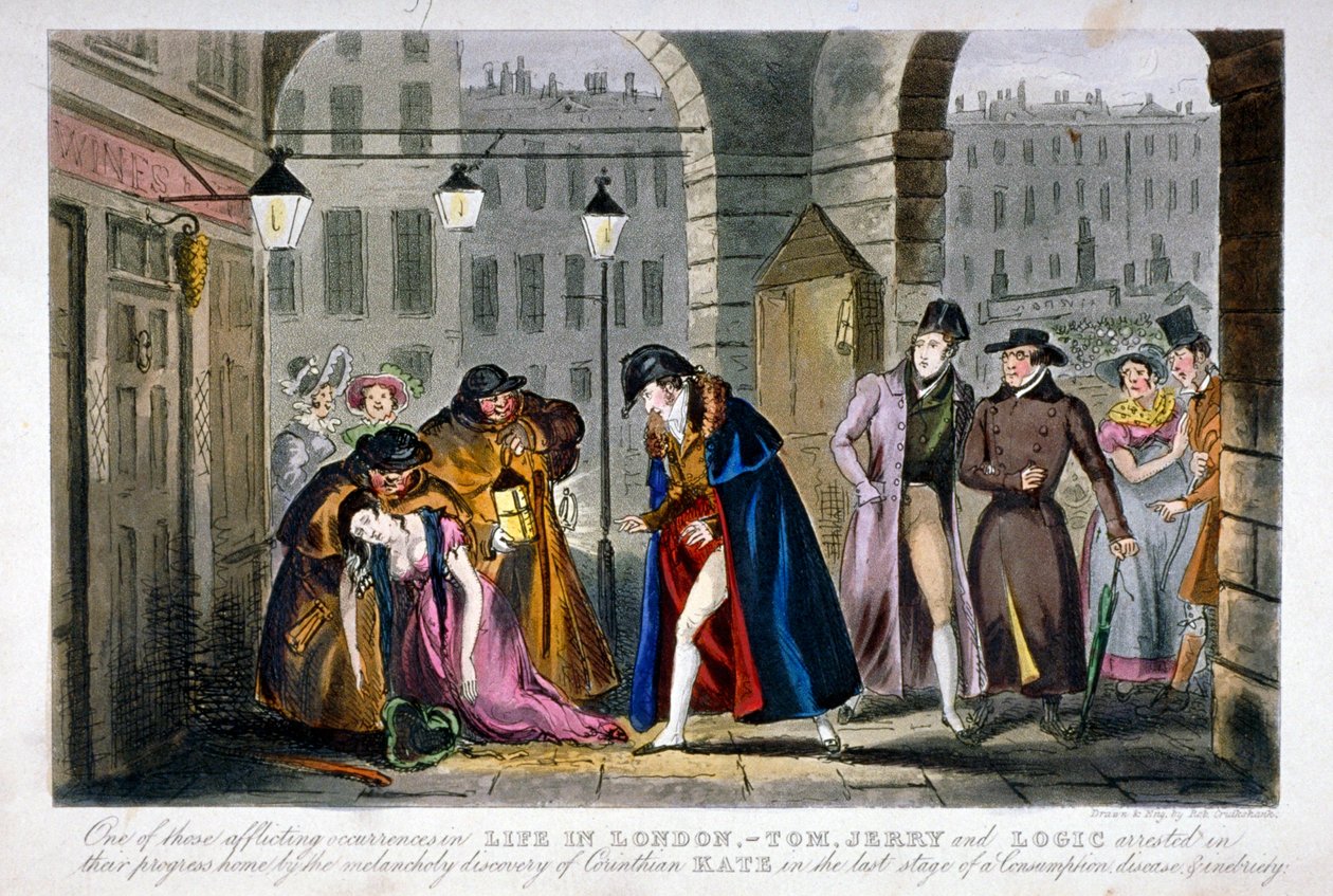 Scen i Covent Garden, Westminster, London, 1830 av Isaac Robert Cruikshank