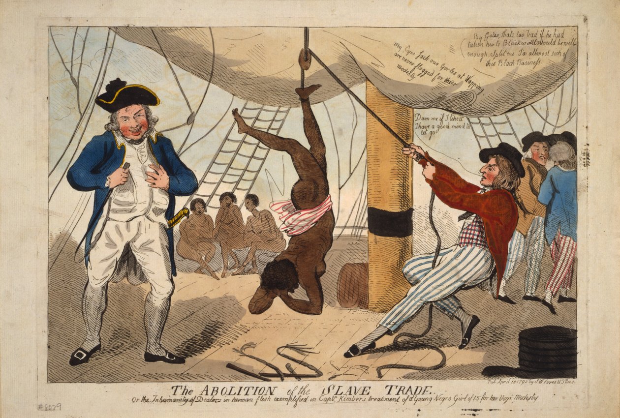 Avskaffandet av slavhandeln, eller omänskligheten hos handlare i mänskligt kött som exemplifieras i Captn. av Isaac Robert Cruikshank