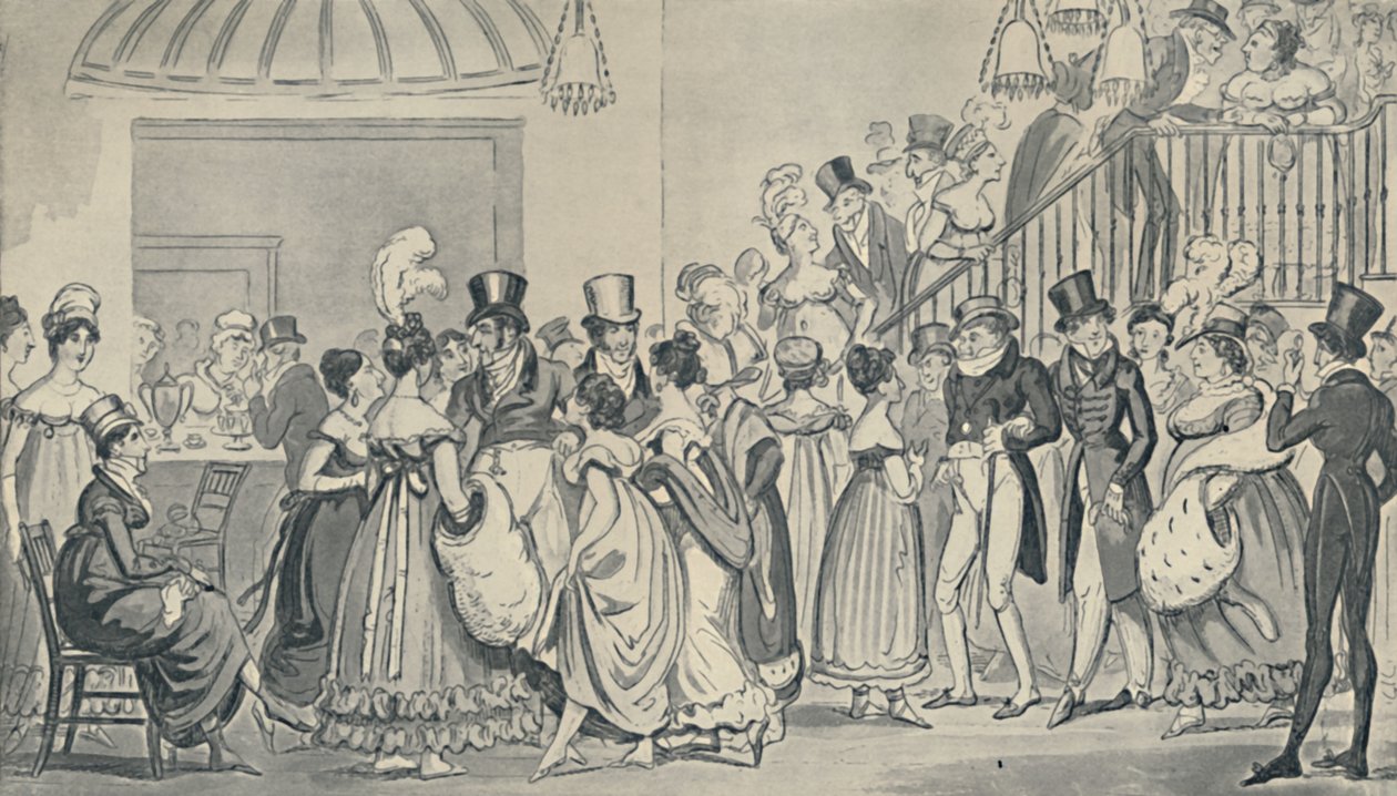 In the Saloon at Covent Garden, 1821, 1920. Konstnärer: Isaac Robert Cruikshank, George Cruikshank. av Isaac, Robert and George Cruikshank