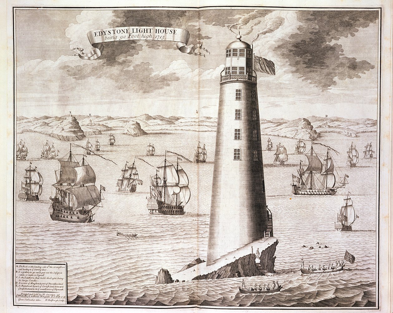 Eddystone-fyren, graverad av Hendrick Hulsbergh, 1713 (se även 40669) av Isaac Sailmaker