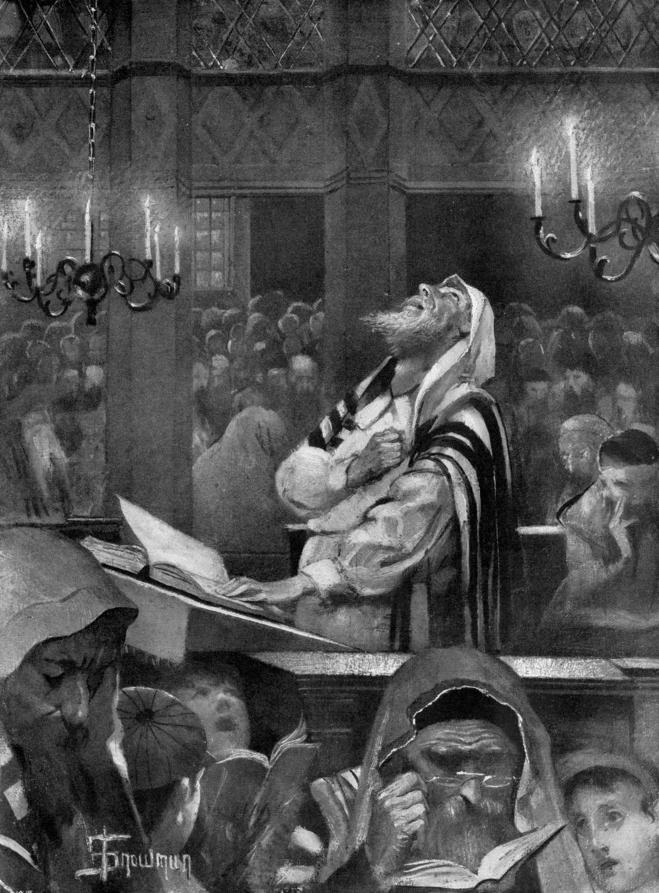 Scen i en synagoga, den stora försoningsdagen, 6 oktober 1897 av Isaac Snowman