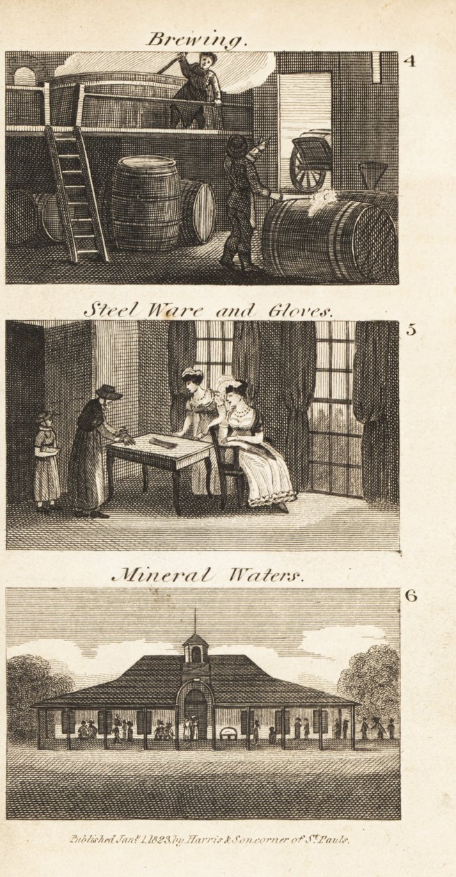 Bryggning, stålvaror och handskar och ett mineralvattenspa i Regency England av Isaac Taylor