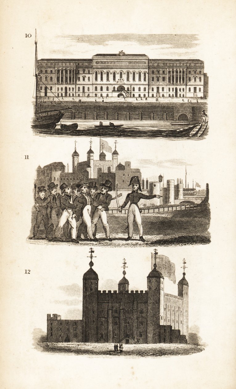 Custom House, Pressgänget och Tower of London av Isaac Taylor