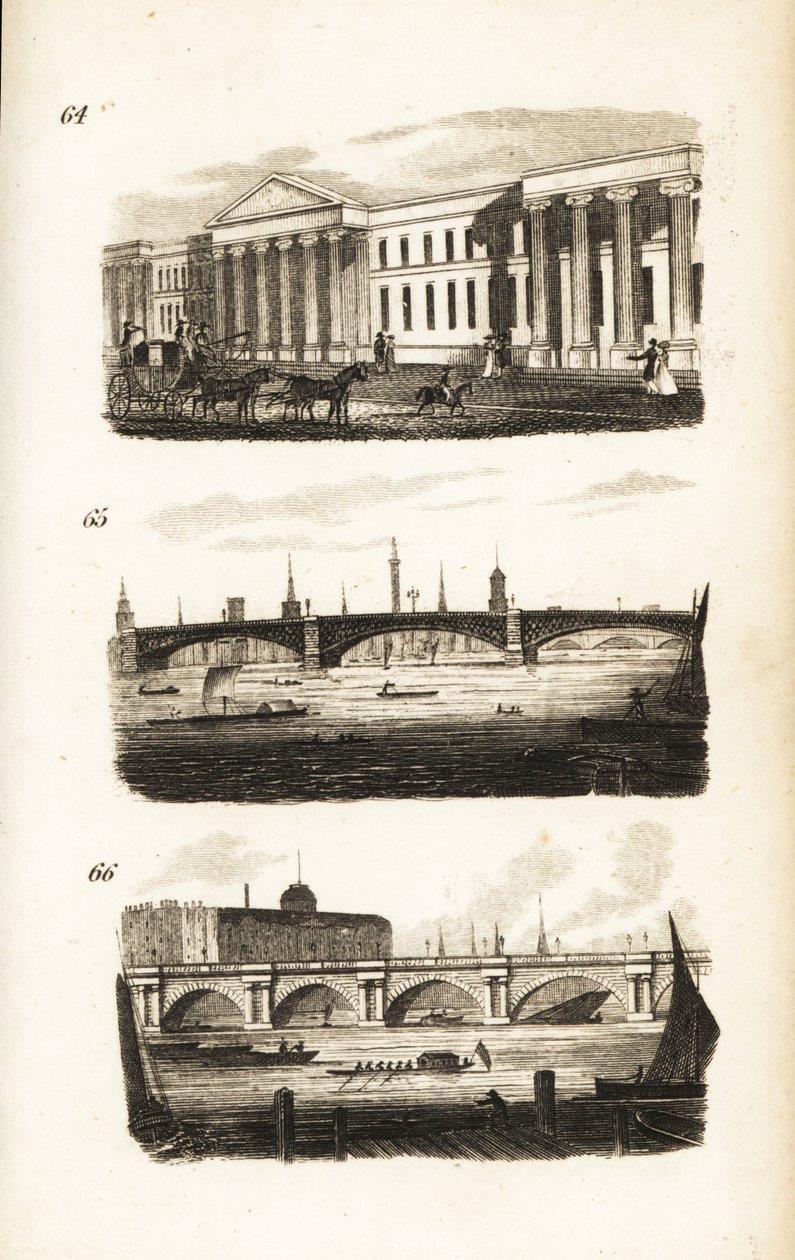 Det allmänna postkontoret, Southwark Bridge och Waterloo Bridge av Isaac Taylor