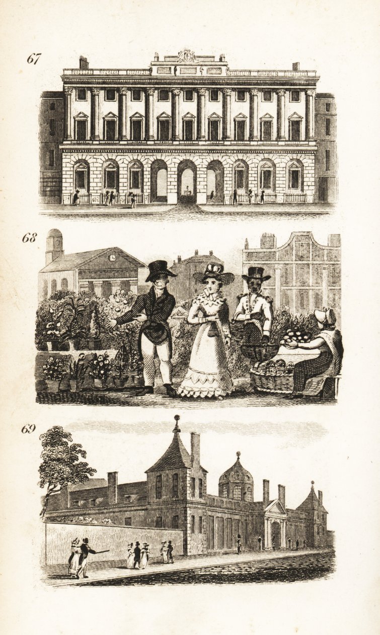 Royal Academy, Covent Garden och British Museum av Isaac Taylor