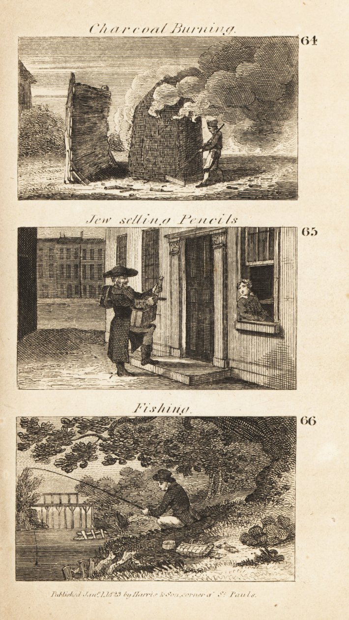 Handlar i Regency England: träkolsbränning, judar som säljer pennor och fiske av Isaac Taylor