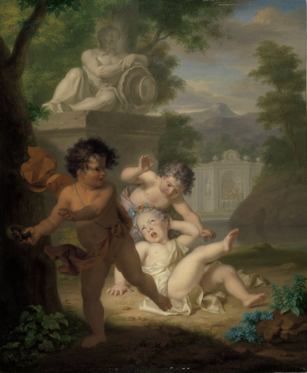 Tre barn grälar om ett fågelbo av Isaac Walraven (rejected attribution)