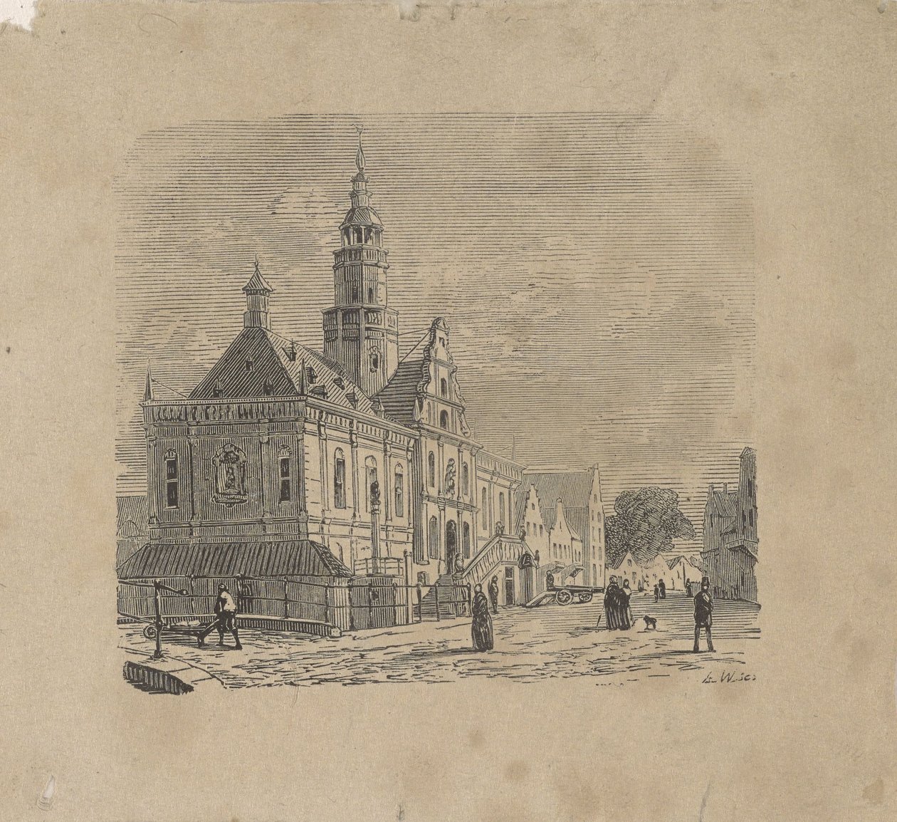 Utsikt över stadshuset i Bolsward av Isaac Weissenbruch