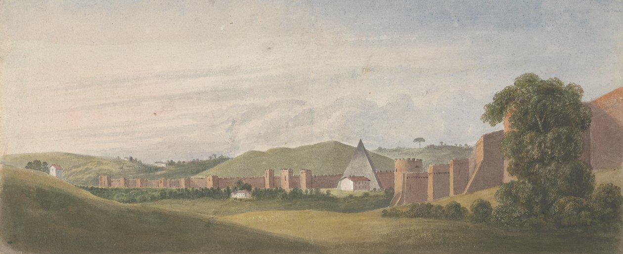 Roms murar: Aurelian-muren, med Cestius-pyramiden av Isaac Weld