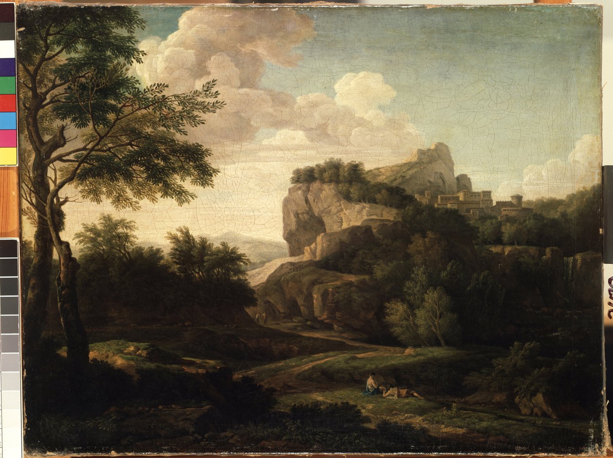 ""Landskap"" målning av Isaac de Moucheron (1667-1744) Mikalojus Konstantinas Ciurlionis Fine Arts Museum från 1700-talet, Kaunas, Litauen av Isaac de Moucheron