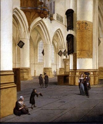 Vy över den södra gången av kyrkan St. Bavo, Haarlem av Isaac van Nickele