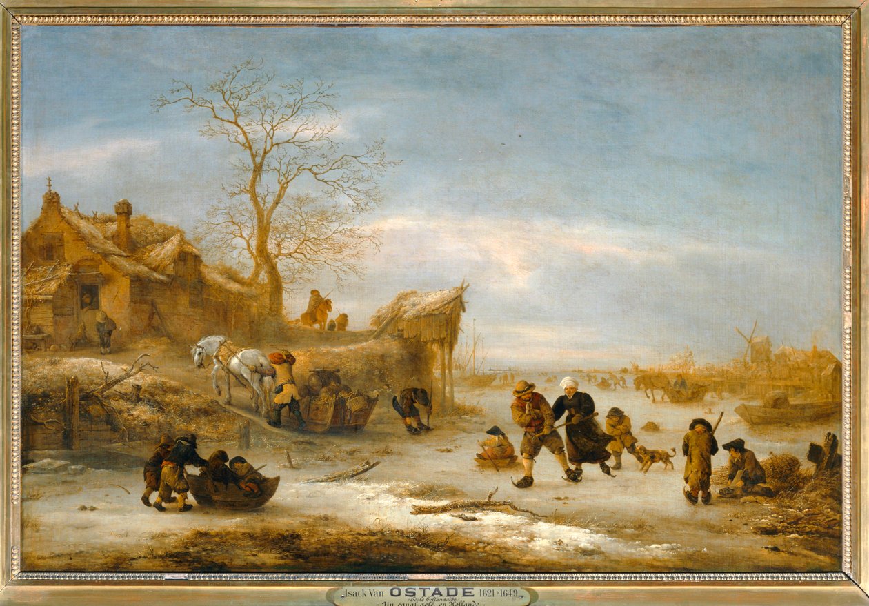 Canal gele med par som åker skridskor ... av Isaack Jansz van Ostade