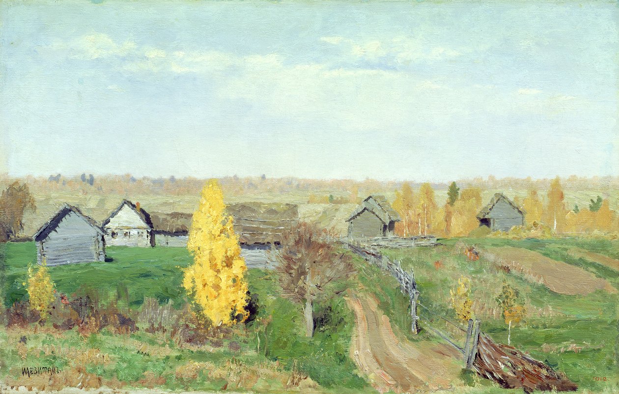Gyllene höst i byn, 1889 av Isaak Ilyich Levitan