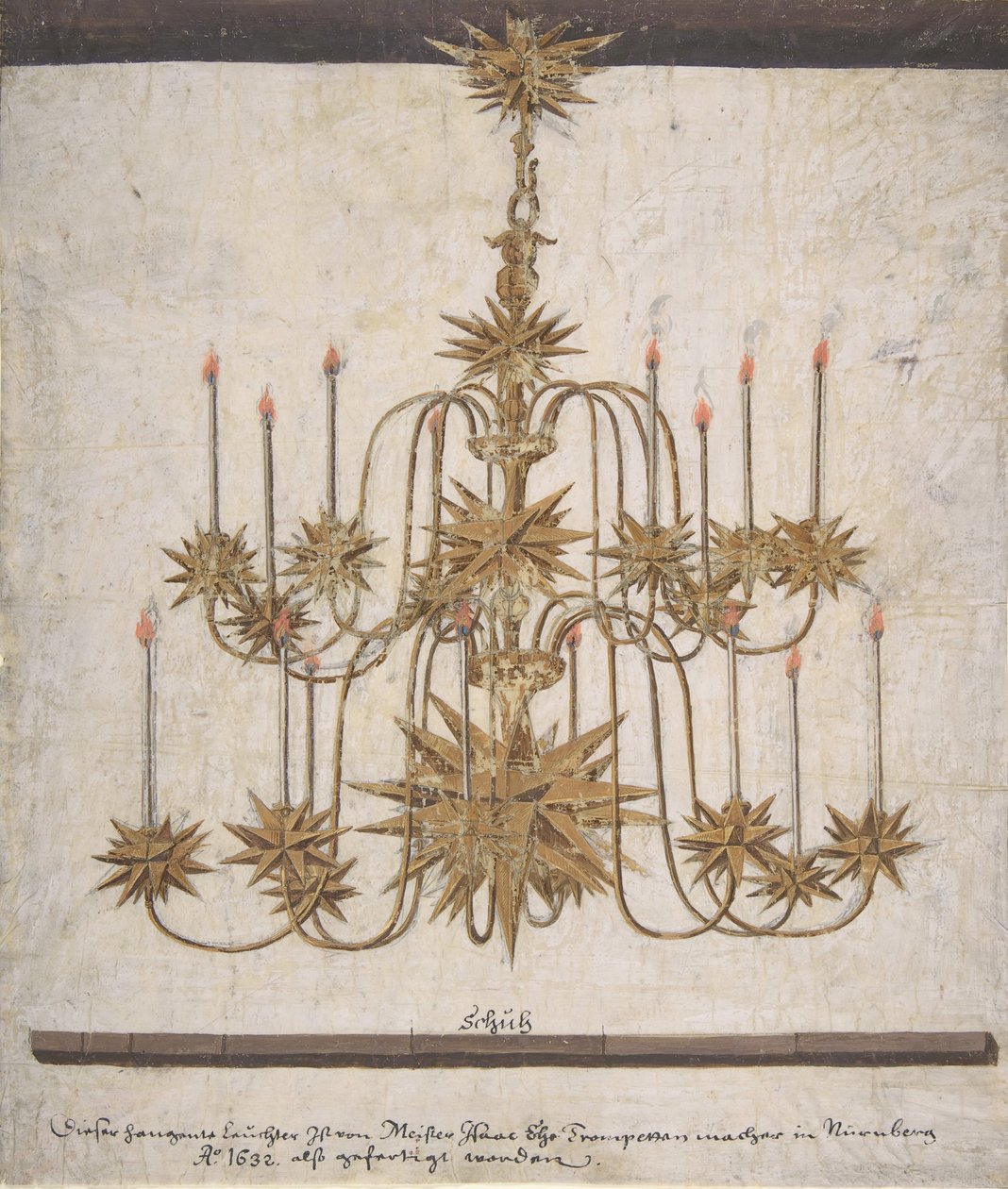 Design för en ljuskrona med sexton ljus, 1632. av Isaak Ehe