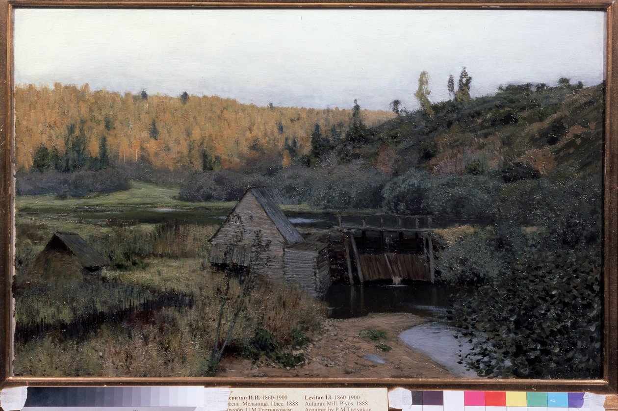 Falla. Kvarn. Plios (Ryssland) (Höst. Mill. Plyos). Målning av Isaac (Isaac) Ilyich Levitan (1860-1900), olja på duk av Isaak Ilyich Levitan