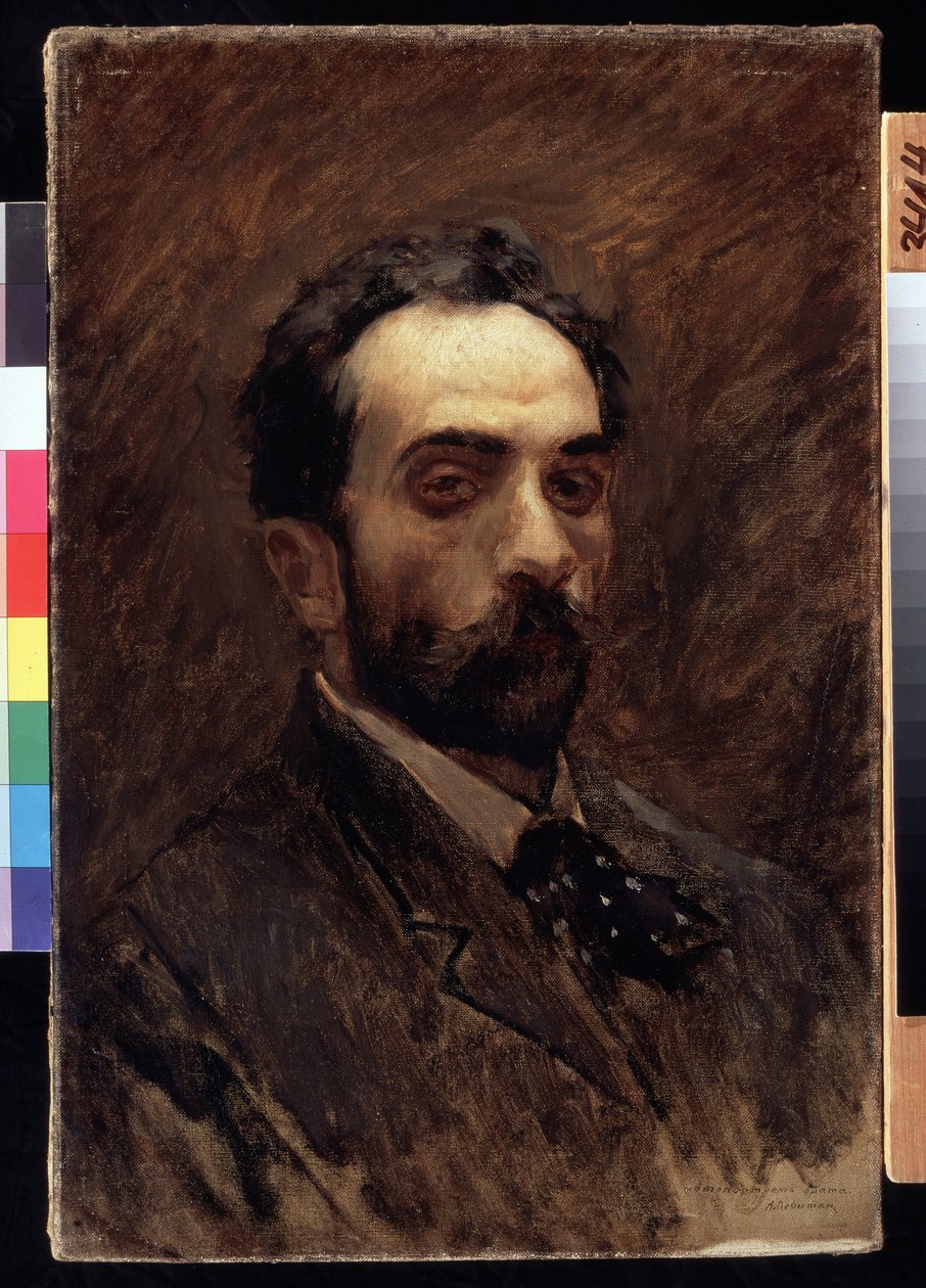 Självporträtt. Målning av Isaac Ilyich Levitan (1860-1900). olja på duk, sent 1890. Rysk konst, 1800-talsporträtt. Statens Tretjakovgalleri, Moskva. av Isaak Ilyich Levitan