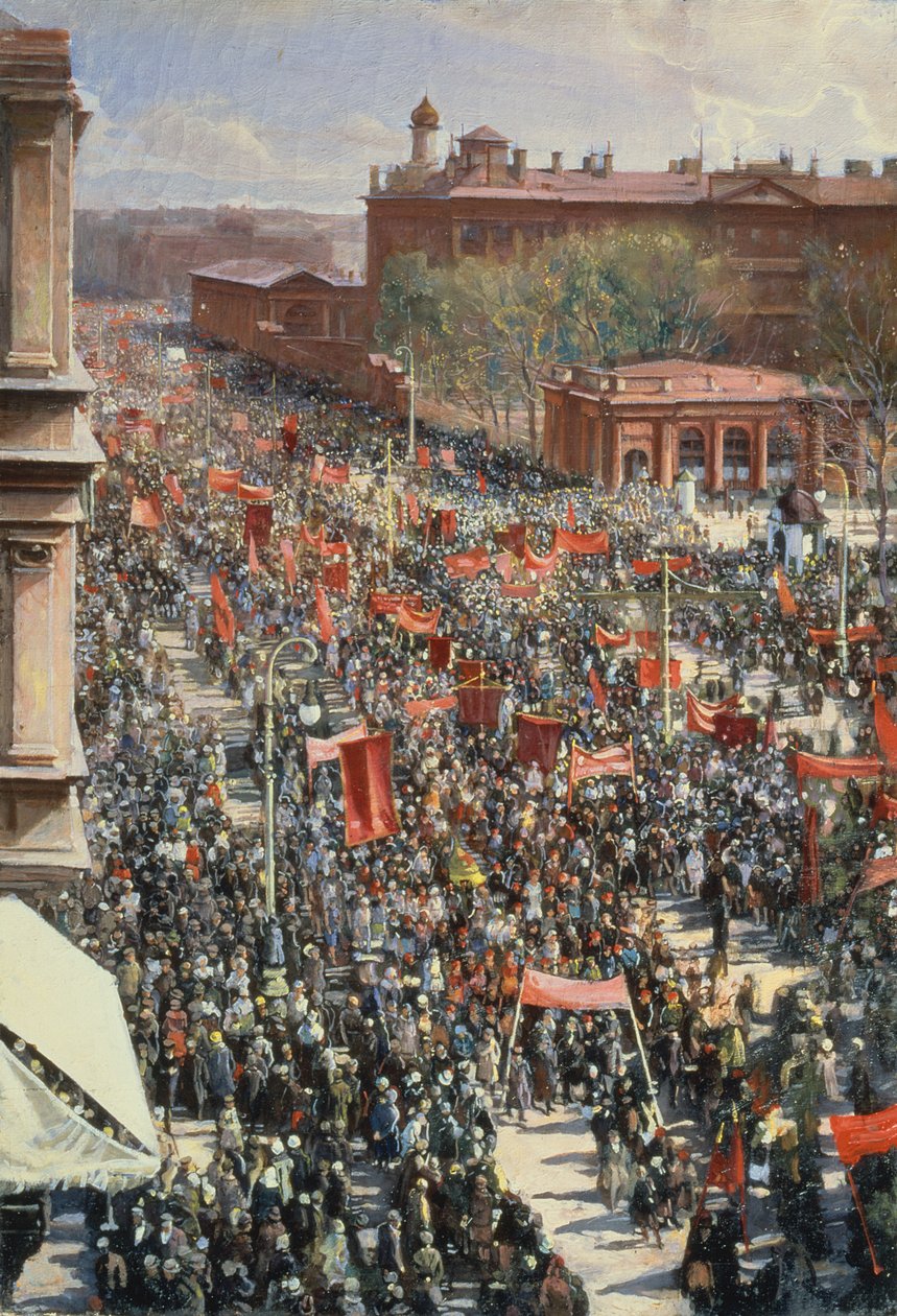 Demonstration på 25 oktober avenyn, skiss till 1934 års målning i Tretjakovgalleriet, 1930 av Isaak Israilevich Brodsky