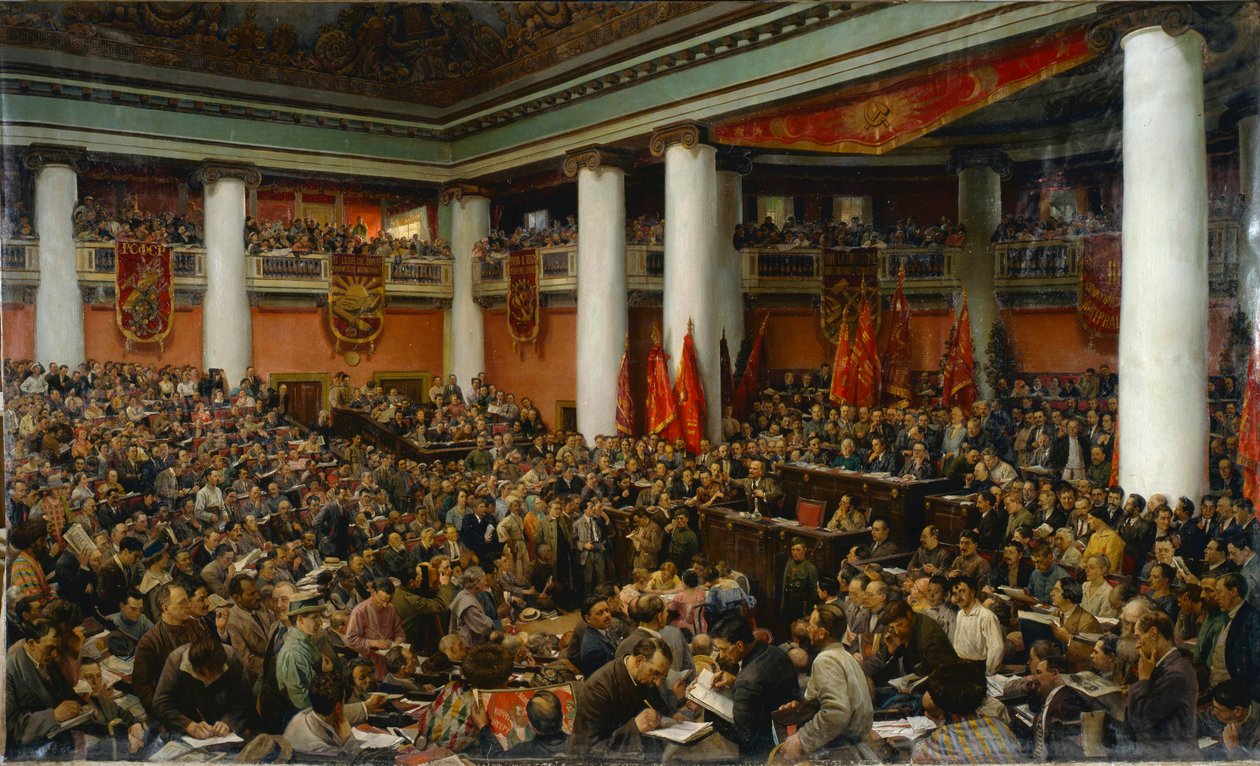 Deuxieme congres du Komintern (Internationale communiste) - Den festliga invigningen av den andra kongressen för Kommunistiska Internationalen (Komintern) - Isaak Izrailevich Brodsky (1884-1939). Olja på duk av Isaak Israilevich Brodsky